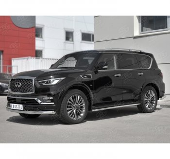 20 649 р. Защита переднего бампера (Ø76 мм, нержавейка) SLITKOFF  INFINITI QX80  Z62 (2018-2024) 2-ой рестайлинг  с доставкой в г. Таганрог. Увеличить фотографию 1