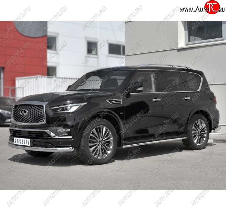 20 649 р. Защита переднего бампера (Ø76 мм, нержавейка) SLITKOFF  INFINITI QX80  Z62 (2018-2024) 2-ой рестайлинг  с доставкой в г. Таганрог