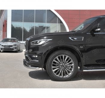 19 999 р. Защита переднего бампера (Ø63 мм, нержавейка) SLITKOFF  INFINITI QX80  Z62 (2018-2024) 2-ой рестайлинг  с доставкой в г. Таганрог. Увеличить фотографию 2