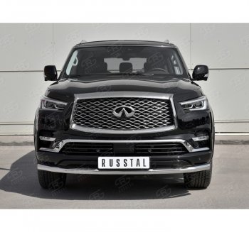 19 999 р. Защита переднего бампера (Ø63 мм, нержавейка) SLITKOFF  INFINITI QX80  Z62 (2018-2024) 2-ой рестайлинг  с доставкой в г. Таганрог. Увеличить фотографию 3