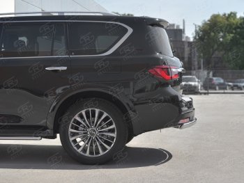 15 999 р. Защита заднего бампера (Ø75х42 мм, нержавейка) Russtal INFINITI QX80 Z62 2-ой рестайлинг (2018-2024)  с доставкой в г. Таганрог. Увеличить фотографию 3