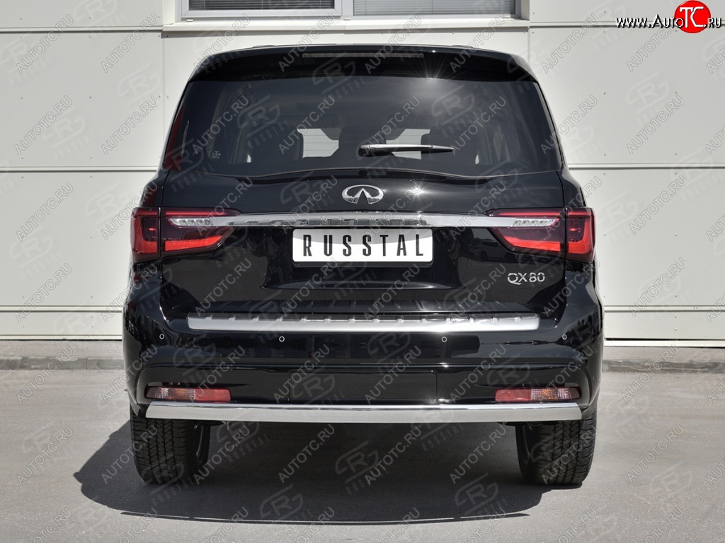 15 999 р. Защита заднего бампера (Ø75х42 мм, нержавейка) Russtal INFINITI QX80 Z62 2-ой рестайлинг (2018-2024)  с доставкой в г. Таганрог