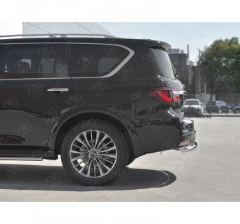 22 499 р. Защита заднего бампера (Ø76 мм, нержавейка) SLITKOFF INFINITI QX80 Z62 2-ой рестайлинг (2018-2024)  с доставкой в г. Таганрог. Увеличить фотографию 2