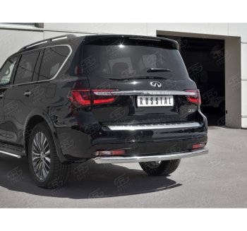 22 499 р. Защита заднего бампера (Ø76 мм, нержавейка) SLITKOFF INFINITI QX80 Z62 2-ой рестайлинг (2018-2024)  с доставкой в г. Таганрог. Увеличить фотографию 3