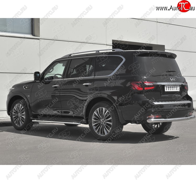 22 499 р. Защита заднего бампера (Ø76 мм, нержавейка) SLITKOFF INFINITI QX80 Z62 2-ой рестайлинг (2018-2024)  с доставкой в г. Таганрог