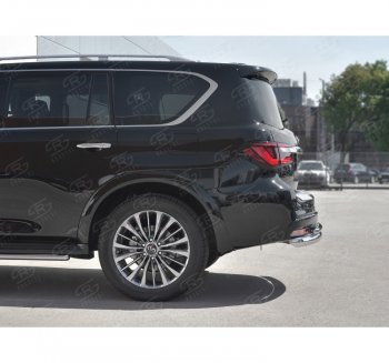 21 549 р. Защита заднего бампера (2 трубы Ø76 и 42 мм, нержавейка) SLITKOFF INFINITI QX80 Z62 2-ой рестайлинг (2018-2024)  с доставкой в г. Таганрог. Увеличить фотографию 2