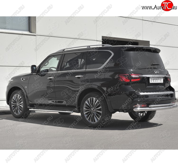 21 549 р. Защита заднего бампера (2 трубы Ø76 и 42 мм, нержавейка) SLITKOFF INFINITI QX80 Z62 2-ой рестайлинг (2018-2024)  с доставкой в г. Таганрог