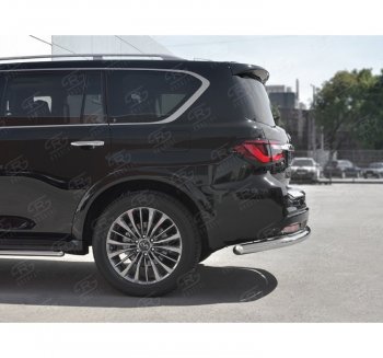 15 749 р. Защита заднего бампера (Ø76 мм, нержавейка) SLITKOFF  INFINITI QX80  Z62 (2018-2024) 2-ой рестайлинг  с доставкой в г. Таганрог. Увеличить фотографию 2