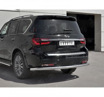 15 749 р. Защита заднего бампера (Ø76 мм, нержавейка) SLITKOFF  INFINITI QX80  Z62 (2018-2024) 2-ой рестайлинг  с доставкой в г. Таганрог. Увеличить фотографию 3