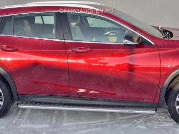 25 849 р. Порожки для ног (труба Ø42) SLITKOFF INFINITI QX30 H15E (2016-2020) (Вариант 2 (лист алюм, проф.сталь))  с доставкой в г. Таганрог. Увеличить фотографию 2