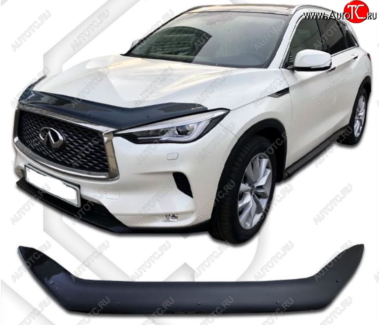 2 099 р. Дефлектор капота CA-Plastiс  INFINITI Qx50  J55 (2017-2022) (Classic черный, Без надписи)  с доставкой в г. Таганрог