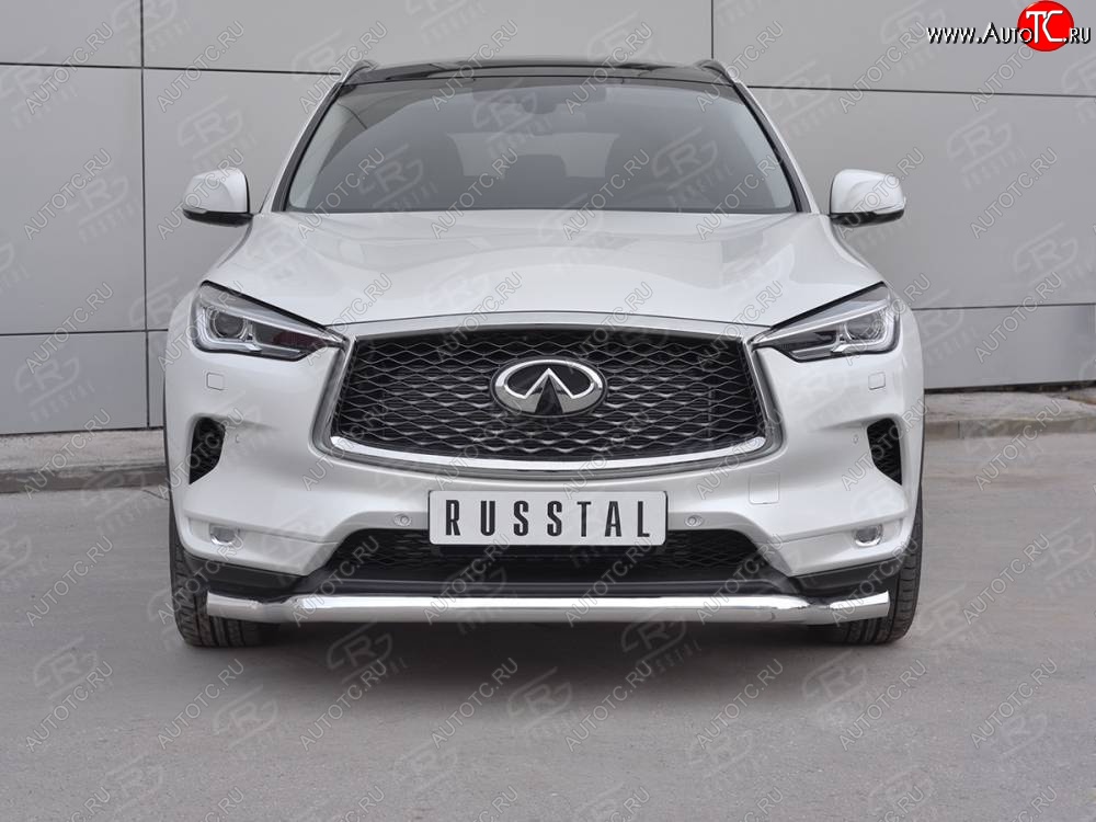 23 999 р. Защита переднего бампера SLITKOFF (Ø63 мм волна, нержавейка) INFINITI Qx50 J55 (2017-2022)  с доставкой в г. Таганрог