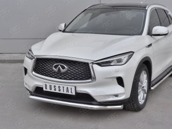 23 999 р. Защита переднего бампера SLITKOFF (Ø63 мм волна, нержавейка) INFINITI Qx50 J55 (2017-2022)  с доставкой в г. Таганрог. Увеличить фотографию 2