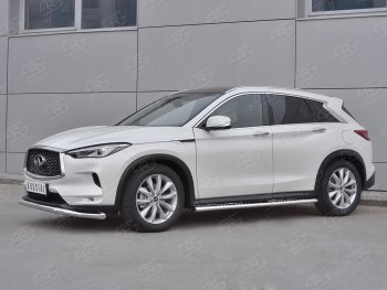 23 999 р. Защита переднего бампера SLITKOFF (Ø63 мм волна, нержавейка) INFINITI Qx50 J55 (2017-2022)  с доставкой в г. Таганрог. Увеличить фотографию 3