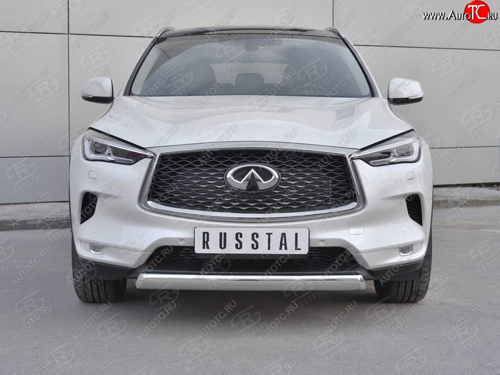 15 649 р. Защита переднего бампера (Ø75х42 дуга, нержавейка) Russtal INFINITI Qx50 J55 (2017-2022)  с доставкой в г. Таганрог