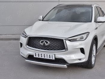 15 649 р. Защита переднего бампера (Ø75х42 дуга, нержавейка) Russtal INFINITI Qx50 J55 (2017-2022)  с доставкой в г. Таганрог. Увеличить фотографию 2