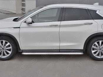 35 999 р. Порожки для ног SLITKOFF (Ø63 мм)  INFINITI Qx50  J55 (2017-2022) (Лист алюминиевый, труба - нержавейка)  с доставкой в г. Таганрог. Увеличить фотографию 2