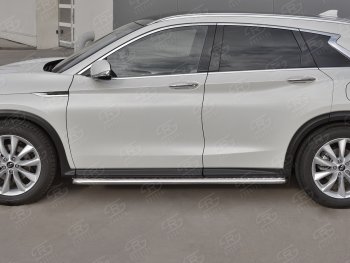 26 999 р. Порожки для ног SLITKOFF (Ø42 мм)  INFINITI Qx50  J55 (2017-2022) (Лист алюминиевый, труба - нержавейка)  с доставкой в г. Таганрог. Увеличить фотографию 2