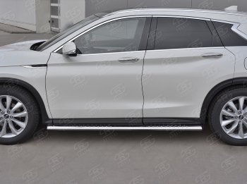 30 649 р. Защита порогов (Ø120x60 мм с проступью, нержавейка) Russtal INFINITI Qx50 J55 (2017-2022)  с доставкой в г. Таганрог. Увеличить фотографию 3