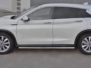 19 999 р. Защита порогов (Ø63 мм, нержавейка) SLITKOFF  INFINITI Qx50  J55 (2017-2022) (Металлические торцы под 45°)  с доставкой в г. Таганрог. Увеличить фотографию 3