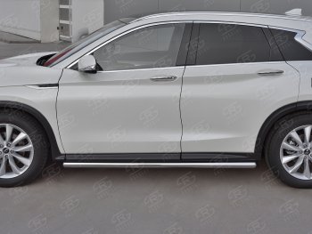 19 999 р. Защита порогов (Ø63 мм, нержавейка) SLITKOFF  INFINITI Qx50  J55 (2017-2022) (Металлические торцы под 90°)  с доставкой в г. Таганрог. Увеличить фотографию 3