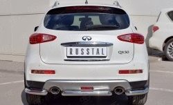 Защита заднего бампера (Ø63 мм, нержавейка) SLITKOFF INFINITI Qx50 J50 дорестайлинг (2013-2016)