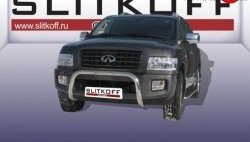 Усиленная защита переднего бампера из трубы диаметром 76 мм Slitkoff INFINITI QX56 JA60 дорестайлинг (2004-2007)