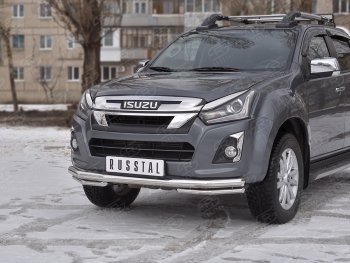 20 999 р. Защита переднего бампера (2 трубы Ø63 и 42 мм, нержавейка) SLITKOFF  Isuzu D-Max  RT85,TFR DoubleCab (2015-2021) рестайлинг  с доставкой в г. Таганрог. Увеличить фотографию 2