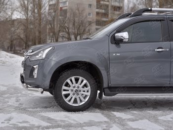 24 849 р. Защита переднего бампера (Ø 63 мм с клыками, нержавейка) SLITKOFF  Isuzu D-Max  RT85,TFR DoubleCab (2015-2021) рестайлинг  с доставкой в г. Таганрог. Увеличить фотографию 3