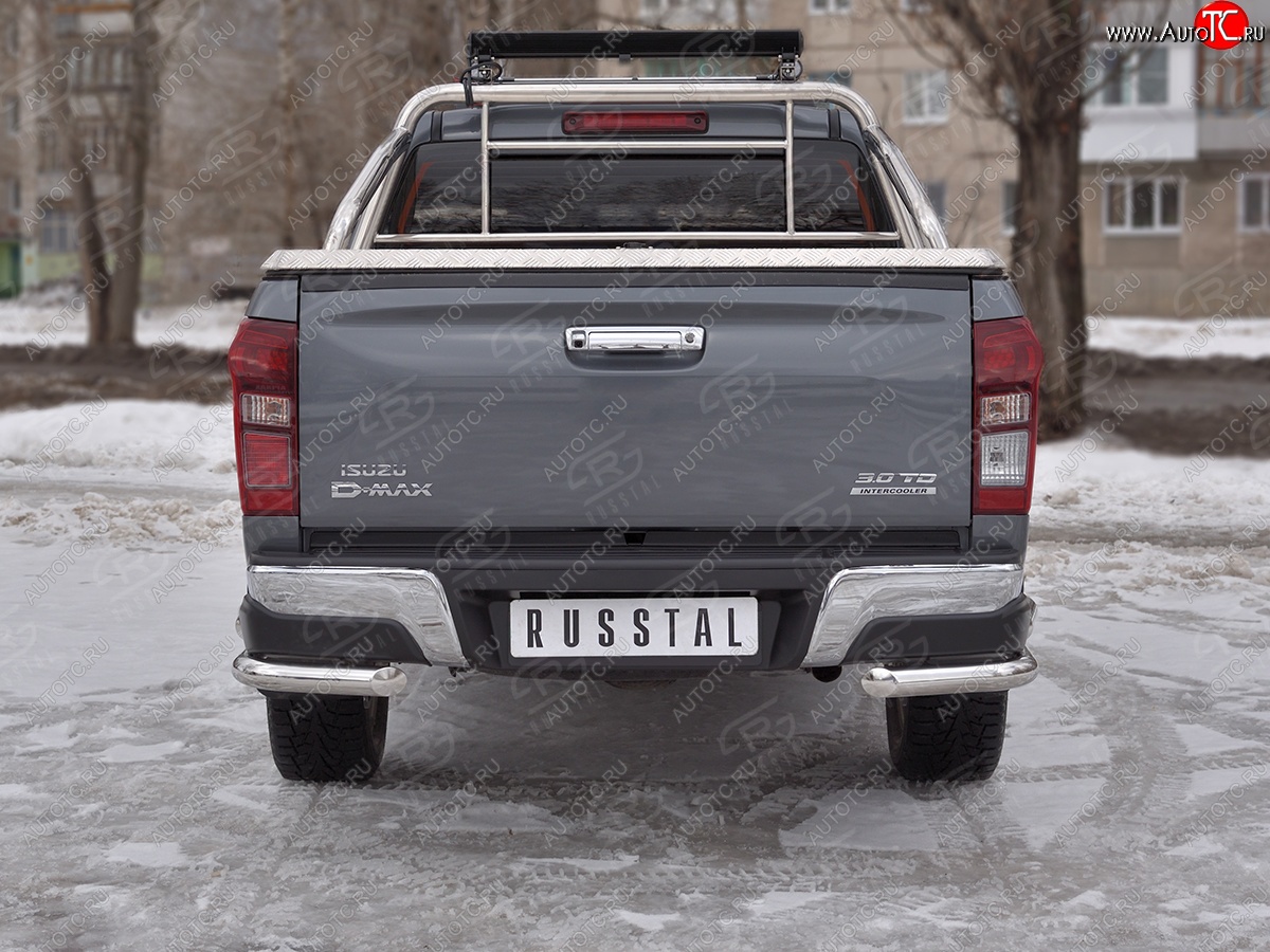 17 999 р. Защита заднего бампера (2 трубы Ø63 мм, нержавейка)  Isuzu D-Max  RT85,TFR DoubleCab (2015-2021) рестайлинг  с доставкой в г. Таганрог