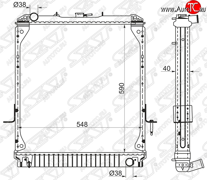 13 299 р. Радиатор двигателя (пластинчатый, МКПП) SAT Isuzu Elf (NPR75)  дорестайлинг (1993-2004)  с доставкой в г. Таганрог