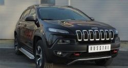 16 699 р. Защита переднего бампера (Trailhawk Ø42 мм волна, нержавейка) SLITKOFF  Jeep Cherokee  KL (2014-2017) дорестайлинг  с доставкой в г. Таганрог. Увеличить фотографию 2