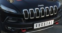 16 699 р. Защита переднего бампера (Trailhawk Ø42 мм волна, нержавейка) SLITKOFF  Jeep Cherokee  KL (2014-2017) дорестайлинг  с доставкой в г. Таганрог. Увеличить фотографию 3