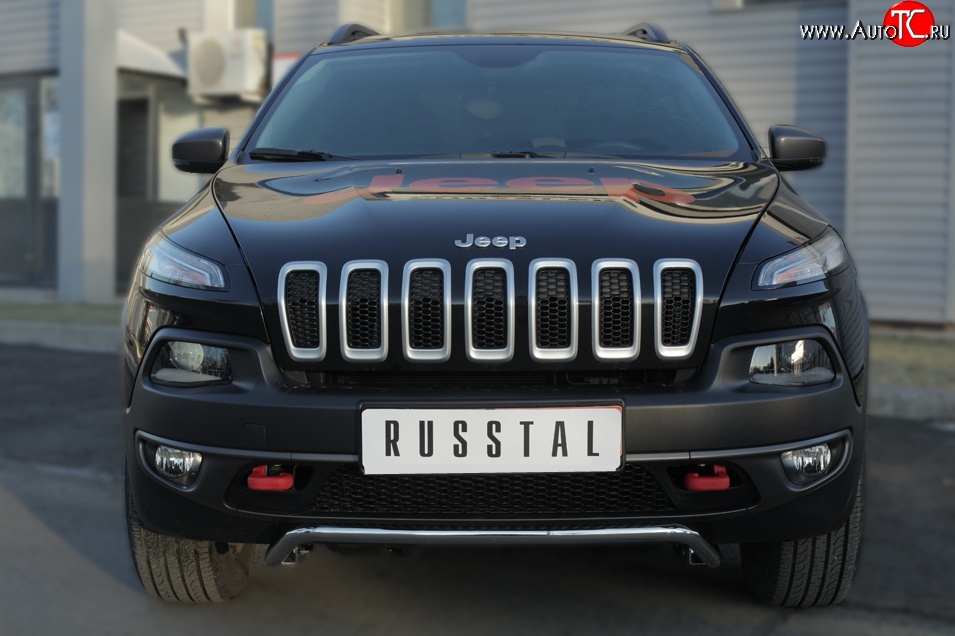 16 699 р. Защита переднего бампера (Trailhawk Ø42 мм волна, нержавейка) SLITKOFF  Jeep Cherokee  KL (2014-2017) дорестайлинг  с доставкой в г. Таганрог