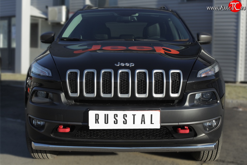 17 599 р. Одинарная защита переднего бампера (Trailhawk 63 мм) SLITKOFF  Jeep Cherokee  KL (2014-2017) дорестайлинг  с доставкой в г. Таганрог