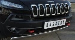 5 299 р. Защита переднего бампера (Trailhawk Ø75х42 мм, нержавейка) Russtal  Jeep Cherokee  KL (2014-2017) дорестайлинг  с доставкой в г. Таганрог. Увеличить фотографию 2