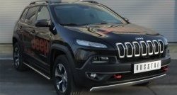 5 299 р. Защита переднего бампера (Trailhawk Ø75х42 мм, нержавейка) Russtal  Jeep Cherokee  KL (2014-2017) дорестайлинг  с доставкой в г. Таганрог. Увеличить фотографию 4