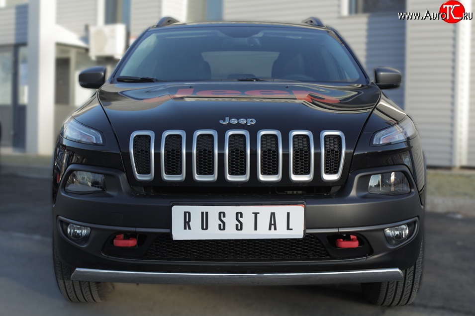 5 299 р. Защита переднего бампера (Trailhawk Ø75х42 мм, нержавейка) Russtal  Jeep Cherokee  KL (2014-2017) дорестайлинг  с доставкой в г. Таганрог