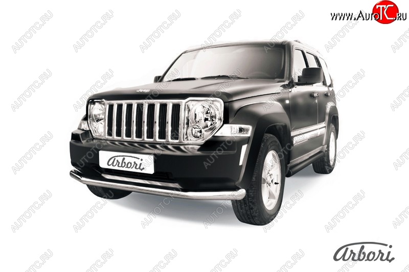 21 689 р. Защита переднего бампера Arbori (нержавейка, 1 труба d76 mm). Jeep Cherokee KK (2007-2014)  с доставкой в г. Таганрог