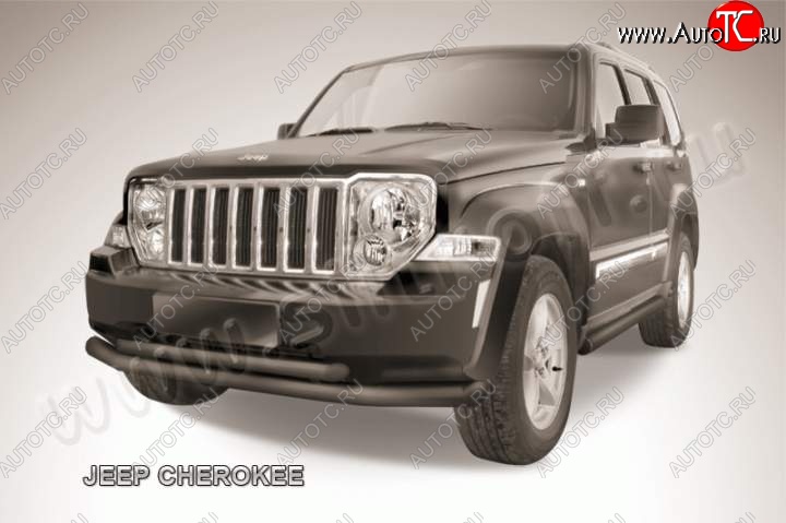 12 549 р. Защита переднего бампера из труб d76+d57 Slitkoff (двойная)  Jeep Cherokee  KK (2007-2014) (Цвет: серебристый)  с доставкой в г. Таганрог