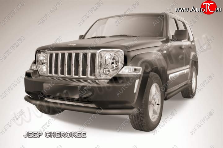 12 649 р. Защита переднего бампера их трубы d76 Slitkoff  Jeep Cherokee  KL (2014-2017) дорестайлинг (Цвет: серебристый)  с доставкой в г. Таганрог