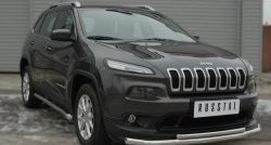 11 249 р. Защита порогов из круглой трубы диаметром 63 мм SLITKOFF  Jeep Cherokee  KL (2014-2017) дорестайлинг  с доставкой в г. Таганрог. Увеличить фотографию 2