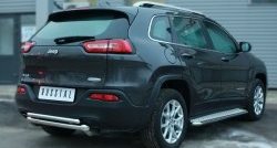 16 499 р. Защита заднего бампера (Ø63 и 42 мм, нержавейка) SLITKOFF  Jeep Cherokee  KL (2014-2017) дорестайлинг  с доставкой в г. Таганрог. Увеличить фотографию 3