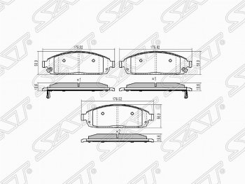 1 439 р. Колодки тормозные SAT (передние)  Jeep Grand Cherokee  WK (2004-2010)  с доставкой в г. Таганрог. Увеличить фотографию 1