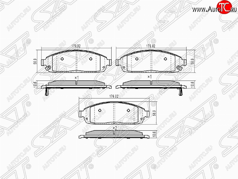 1 439 р. Колодки тормозные SAT (передние)  Jeep Grand Cherokee  WK (2004-2010)  с доставкой в г. Таганрог