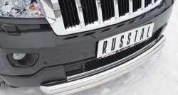 17 749 р. Защита переднего бампера (2 трубыØ76 и 42 мм, нержавейка) SLITKOFF  Jeep Grand Cherokee  WK2 (2010-2013) дорестайлинг  с доставкой в г. Таганрог. Увеличить фотографию 2