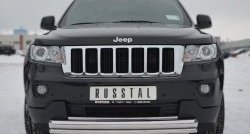 17 749 р. Защита переднего бампера (2 трубыØ76 и 42 мм, нержавейка) SLITKOFF  Jeep Grand Cherokee  WK2 (2010-2013) дорестайлинг  с доставкой в г. Таганрог. Увеличить фотографию 1