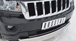 22 649 р. Защита переднего бампера (2 трубыØ76 и 63 мм, нержавейка) SLITKOFF  Jeep Grand Cherokee  WK2 (2010-2013) дорестайлинг  с доставкой в г. Таганрог. Увеличить фотографию 2