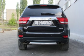 6 999 р. Защита заднего бампера из трубы d76 Slitkoff (короткая)  Jeep Grand Cherokee  WK2 (2010-2013) дорестайлинг (Цвет: серебристый)  с доставкой в г. Таганрог. Увеличить фотографию 2