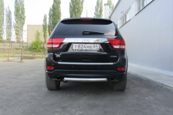 6 999 р. Защита заднего бампера из трубы d76 Slitkoff (короткая)  Jeep Grand Cherokee  WK2 (2010-2013) дорестайлинг (Цвет: серебристый)  с доставкой в г. Таганрог. Увеличить фотографию 1